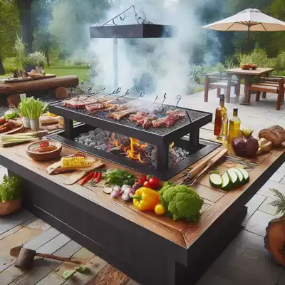 mesa camilla para cocinar en exterior