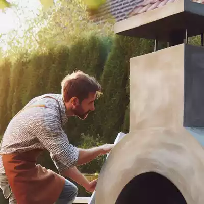 construcción de una barbacoa de obra: horno y chimenea