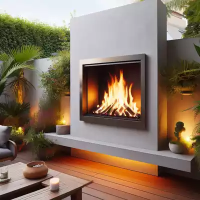 Diseños modernos de chimeneas de bioetanol encastradas en jardines