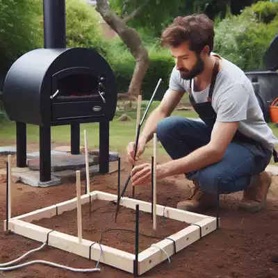 Construir un espacio para horno de leña en el jardín: medir y marcar el área