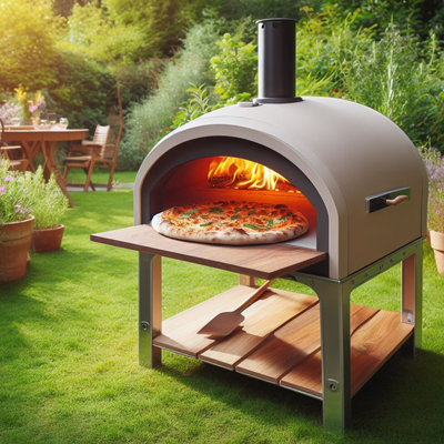 Horno de pizza exterior de leña con soporte