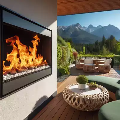 Diseños modernos de chimeneas de bioetanol de pared en jardines