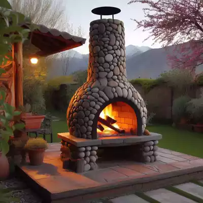 chimenea moderna de piedra