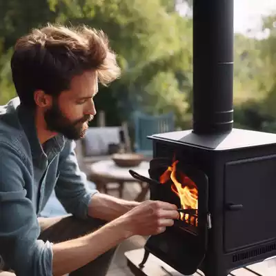 como enencender una estufa de terraza de leña