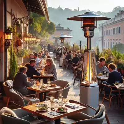 Cómo decorar con estufas de terraza en bares