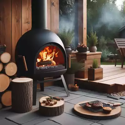 chimeneas con barbacoa de exterior
