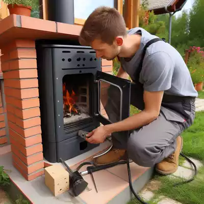 Instalación de una estufa de pellets exterior