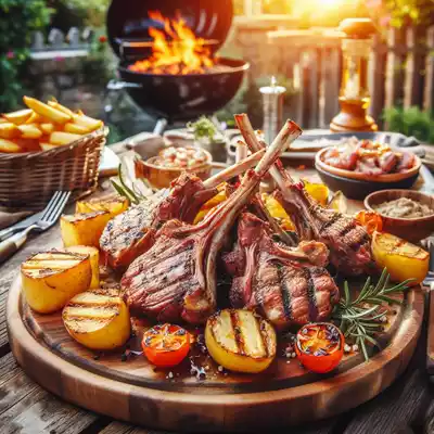 Chuletillas de cordero lechal asadas en la barbacoa